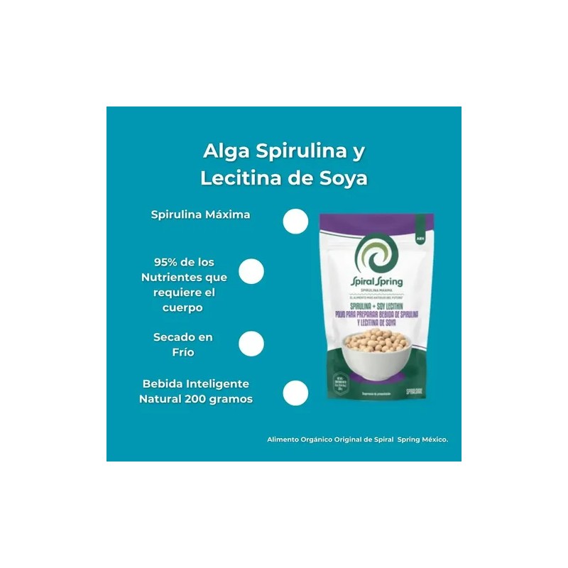 Espirulina + Lecitina De Soya 2 Bolsas De 200grs C/u
