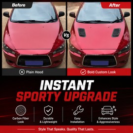 2-Pack Universal Car Hood Vent Stickers for Exterior Decor – Carbon Fiber Style Side Vent Trim