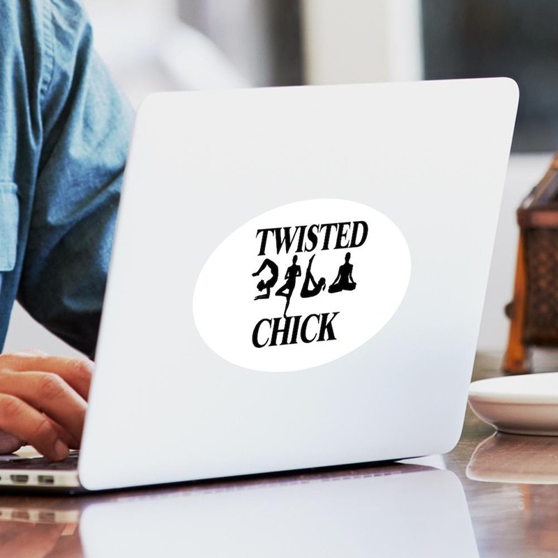 CafePress Twisted Yoga Chick Oval Car Bumper Sticker