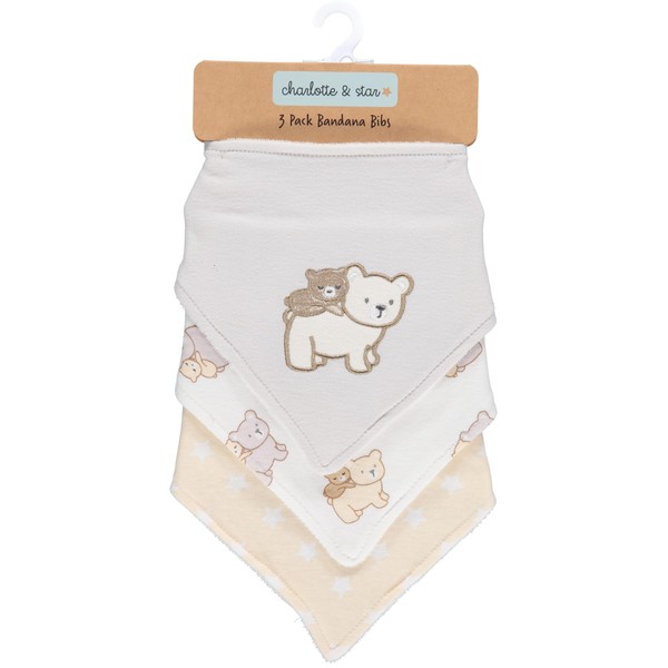 Cudlie Little Beginnings 3-Pack Bandana Set for Babies, Nursery Bibs