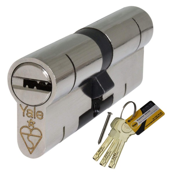40/50 Nickel Yale Superior Euro Cylinder with 3 Keys Anti Snap/Bump/Pick/Drill/Pull High Security uPVC Composite Door Barrel Profile Lock