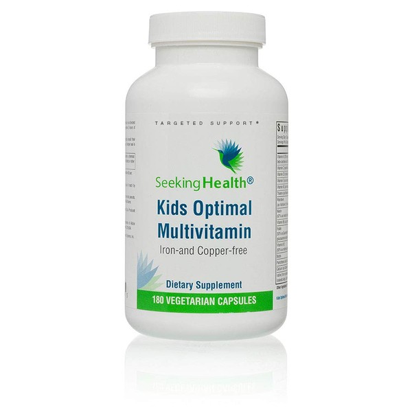 Seeking Health | Kid's Optimal Multivitamin | Potent Nutrients & Bioavailable Vitamins Formulated for Children | Iron-and Copper-Free | Free of Common Allergens | 180 Vegetarian Capsules | 30 Servings