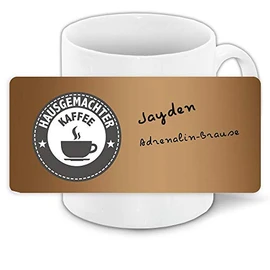Tasse mit Namen Jayden und Hausgemachter Kaffee-Motiv | Keramik-Tasse | Kinder-Tasse