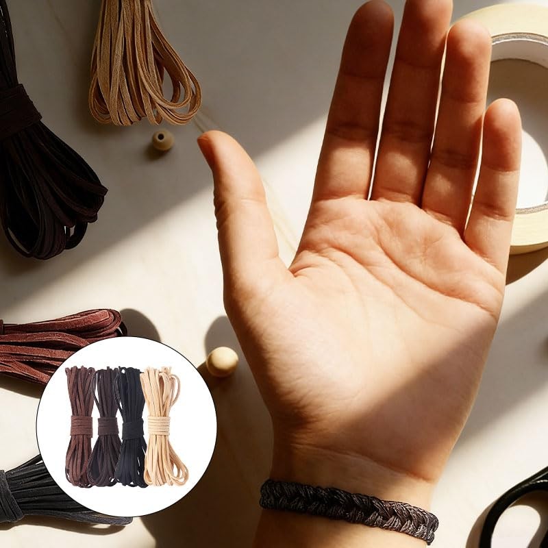 Vaniika Leather Cord, 4 Pcs 5 m x 3 mm