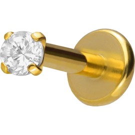 Piercingline Titanium Labret Plug with Internal Thread, Set Crystal, Piercing for Lip, Nose and Ear, Choice of Colours and Sizes, 1.2 mm bar thickness: 5 mm bar length.