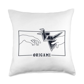 Easy Best Origami Crane Paper Gifts For Beginners Michelangelo Creation of Adam Folding Owl Origami Throw Pillow, 18x18, Multicolor