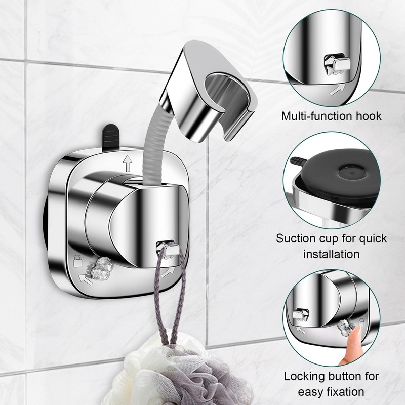 Shower Head Holder, No Drilling, 360° Rotatable Shower Holder with