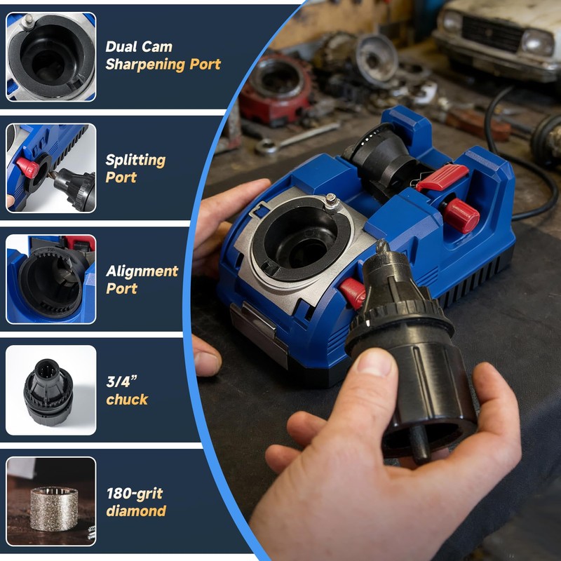 Eleccriptic Power Drill Bit Sharpener for All Bits 3/32-3/4 In,