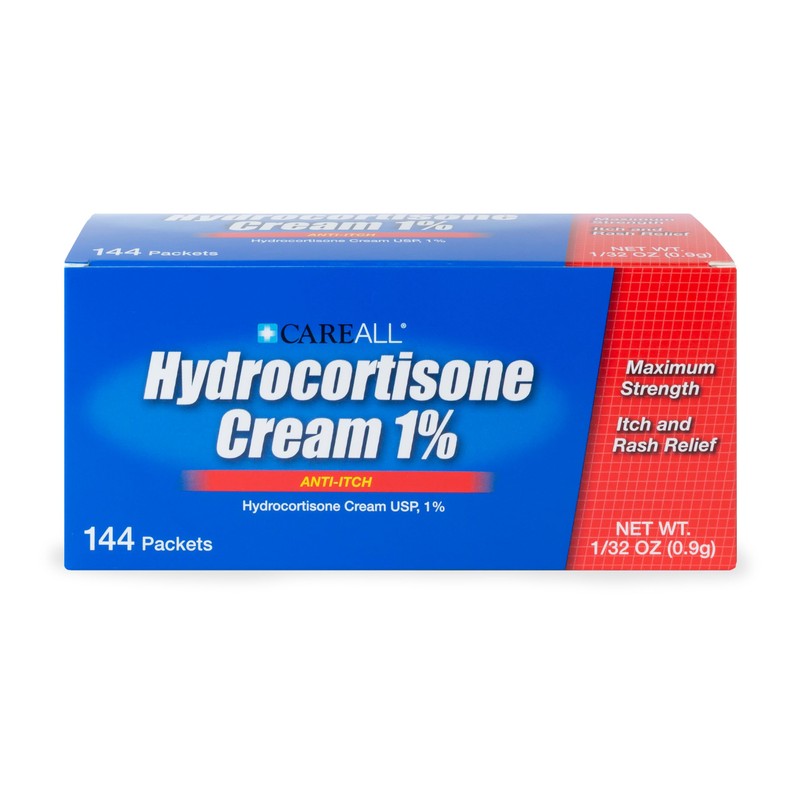 CareAll Hydrocortisone Cream 1% (144 Pack), 0.9gr Foil Packet. Maximum