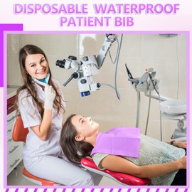 125 Pcs Purple Dental Bibs Disposable Tattoo Bibs Sheets, 3 Ply Waterproof Dental Towels Patient Napkins Patient Bibs Paper for Dental Office, Tattoo Shop, Beauty Salon - 13" x 18"