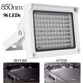 850nm IR Light, 96 LED Infrared Light, IP65 Waterproof IR Illuminator, IR Lights for Night Vision, CCTV Security Cameras, Indoor Warehouse Outdoor Backyard, Range 65.6ft, Angle 60 Degree