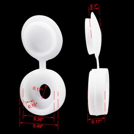 PAGOW 50 Pcs Plastic Hinged Screw Cover Caps, Fold Snap Washer Flip Tops Protection (White)