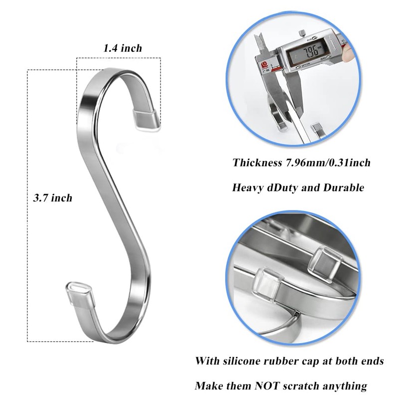 AMZFULY Heavy Duty S Hooks,Stainless Steel S Shaped Hook for