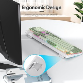 Owpkeenthy Full Size Green Mechanical Gaming Keyboard with Number Pad, Wired 100% Office NKRO Keyboard RGB Backlit 104 Keys with Red Switch for PC Gamer (104 Matcha)