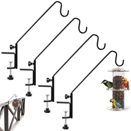 4 Pack Deck Bird Feeder Hanger for Railing 11 Inch Deck Hook for Bird Feeder Pole Heavy Duty Fence Deck Hook Rail for Bird Feeders Planters Baskets, Lanterns Wind Chimes