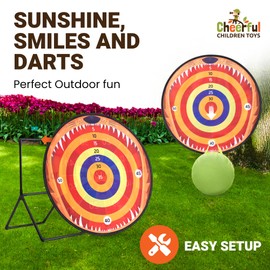 73cm XL Large Kids Dart Board Set, Double-Sided Velcro Dart Board for Kids with Sturdy Stand, 12 Sticky Balls & 6 Darts, Fun Indoor & Outdoor Games for Ages 4-8 (Carnival)