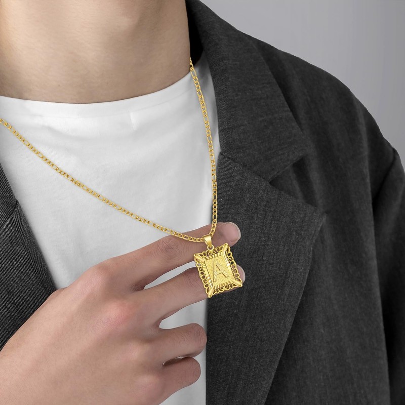 D&K Essentials Initial Necklace for Women and Men 14K Gold