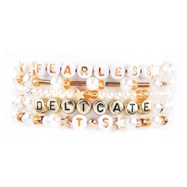 Generic Friendship Bracelets for Women Colorful Beaded Bracelets Elastic Layering Boho Y2K Summer Jewelry Set for Women (FEARLESS), Medium, Medium, no gemstone