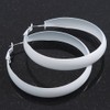 Medium White Enamel Hoop Earrings – 45mm Diameter – Classic