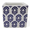 Leaf Ceramic Planters, Cube White Blue, 12cm