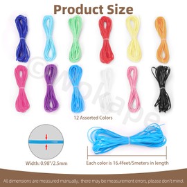 Wokape 5 Meter/5.47 Yard Plastic Lanyard String Rope Assortment Kit, 12 Colors Lacing Cord String W Key Chain Rings, Snap Clips and Lobster Clips, Bright Color Elastic Cords Set for Keychain Bracelet