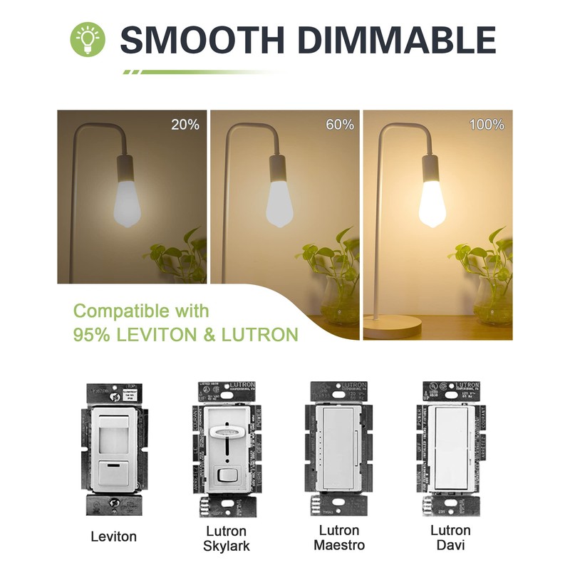 LUMILECT Dimmable Milky ST64 Edison Light Bulb 25W Equivalent, Soft