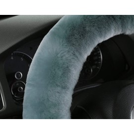 Australian Sheepskin Wool Steering Wheel Cover Fuzzy Fur Steering Wheel Cover for Men Women Plush Car Wheel Cover for Universal Steering Wheel 13.7-17 inches(35CM-43CM)