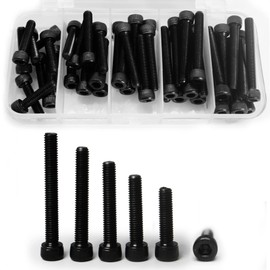 GUTEBANG M5 x 20mm 25mm 30mm 35mm 40mm Hex Socket Head Cap Screws Bolts, Metric 12.9 Grade Alloy Steel, Black Oxide Finish, Fully Threaded, Allen Hex Drive, Assortment Kit 50PCS