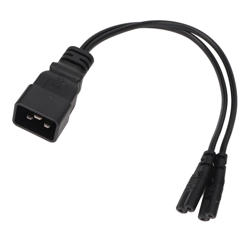 Dual IEC320 C7 to C20 Cord Universal Y Power Splitter