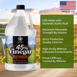 Calyptus 45% Pure Super Concentrated Vinegar | Dilutes to 36 Gallons | 9x Power Concentrate Vinegar | 4 Gallons