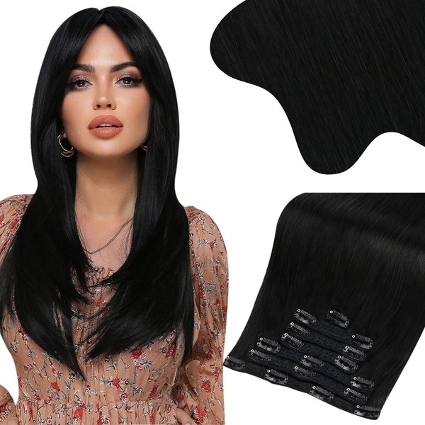 Moresoo Clip-In Real Hair Extensions, Salon Quality Soft Straight Hair,