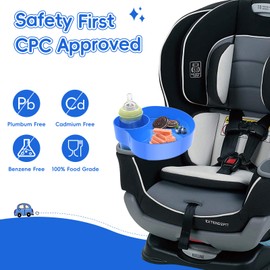 AISHAIDO [2 Packs] Kids Car Seat Tray, Travel Tray with Cup Holder for Toddler, Kids Car Seat Food Snack Tray for Road Trip, Stroller snack tray travel must haves - Blue Color