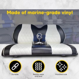 Club CAR Precedent Front Golf Cart Seat Covers Diamond Stitching (Black/White)