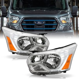 ACANII - For [Halogen Type] 2015-2023 Ford Transit 150 250 350 350HD Factory Chrome Headlights Headlamps Set Left+Right