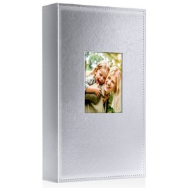 Ywlake - Álbum de fotos de 4 x 6 pulgadas, 300 bolsillos, álbum de fotos de piel con capacidad para 300 imágenes horizontales, color plateado