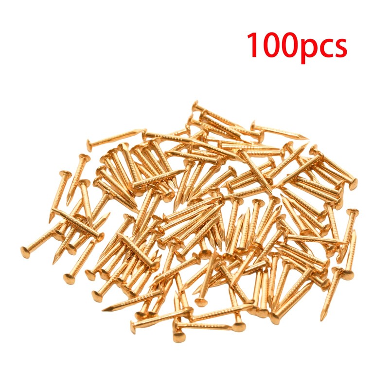 Pocoxll 100 Pcs Tiny Brass Nails, Decorative Wooden Nails for