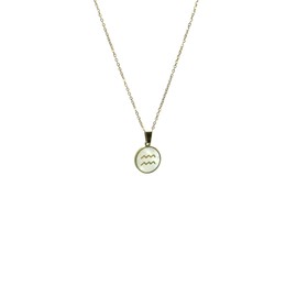 Acura-Styles Damen Kette Sternzeichen Wassermann Gold Edelstahl 18 Kt. Vergoldet Perlmutt Wassermann Anhänger Gold Wasserfest Nickelfrei Sternzeichen Kette Goldkette 45cm Schmuck Geschenk Damen