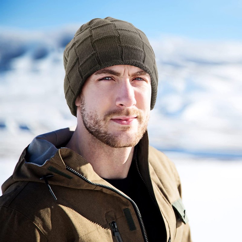 Compagno Warm Lined Beanie Winter Hat - Braided Design, Plain