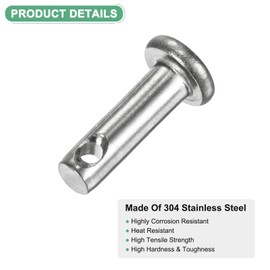 M METERXITY 10-Pack Single Hole Clevis Pins, M3 x 10mm 304 Stainless Steel Flat Head Clevis Pins for Mechanical Linkage/Fixed Parts/Ship Rigging, Link Hinge Pin Reusable