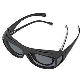 Wedo 27148599 Überzieh-Sonnenbrille für Autofahrer & Brillenträger, polarisierende Gläser gemäß ISO Norm, 100% UV Schutz, inkl. Brillenhülle, schwarz