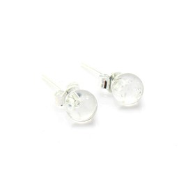 Budawi® Rock Crystal Stud Earrings Ball 6 mm 925 Silver, Gemstone, rock crystal
