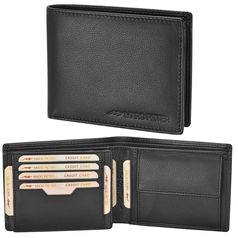Marc Peter Oslo Men's Leather Wallet Black Nappa with RFID