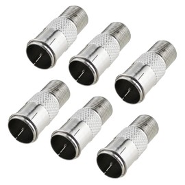 RLECS 6PCS 24mm Long Silver Coaxial Cable Quick Connectors F Type Push in Coaxial Extender Nickel Plated Adapter Set Top Box Adaptor Suitable for Antennas Satellite Receivers Cable TV