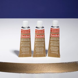 AMACO Rub n Buff Wax Metallic Finish - 3 Rub n Buff European Gold 15ml Tubes - Versatile Gilding Wax for Finishing Furniture Antiquing and Restoration - Rub and Buff Colors Set of Three