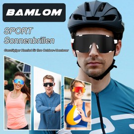 BamLom Sports Sunglasses, Cycling Glasses Men Women – [34g TR90 Light] Sports Glasses Running Glasses with Adjustable Nose Pad & Temple, UV400 Sunglasses Sport for Cycling/Ebike/Running, blue, Unit
