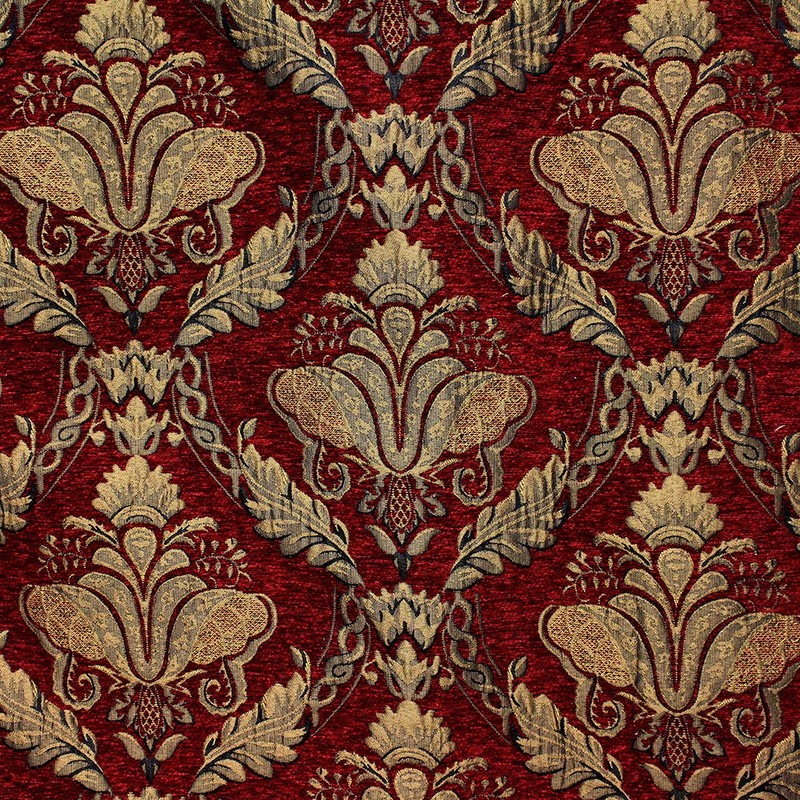 Shiraz Square Cushion Cover - Burgundy Red - Embroidered Damask