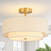 16" Semi Flush Mount Ceiling Light, 3-Light Gold Drum Ceiling