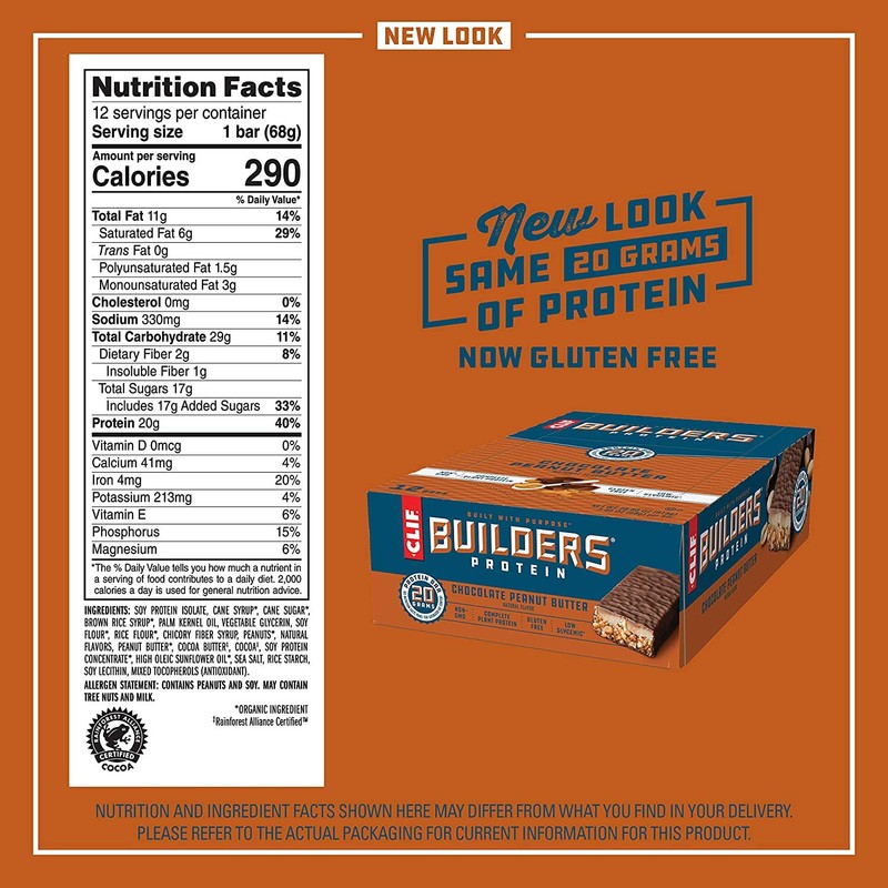 Clif Builders - Protein Bars - Chocolate Peanut Butter Flavor