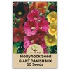Hollyhock Giant Danish Mix Seeds, 50 Count, Multi-Color Biennial Flowers,
