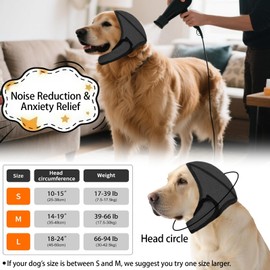 Dreaku Dog Ear Defenders, Waterproof & Warm Dog Ear Protectors for Grooming, Bathing, Swimming, Adjustable Calming Noise-Reducing Happy Hoodie for Dogs(S)